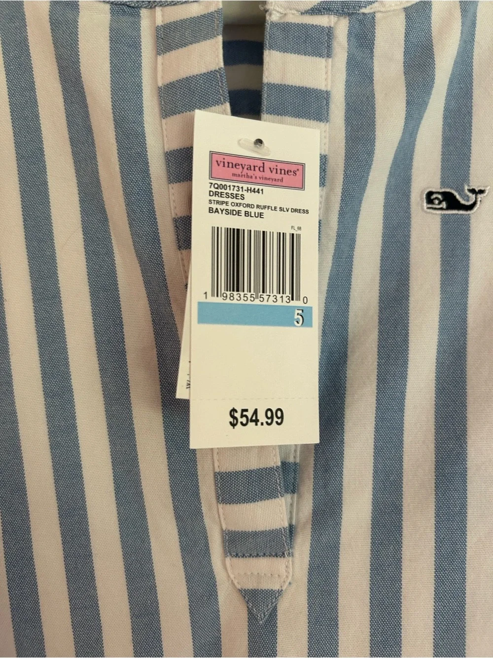 Vineyard Vines Blue & White Striped Sleeveless Shift Dress 5T NWT